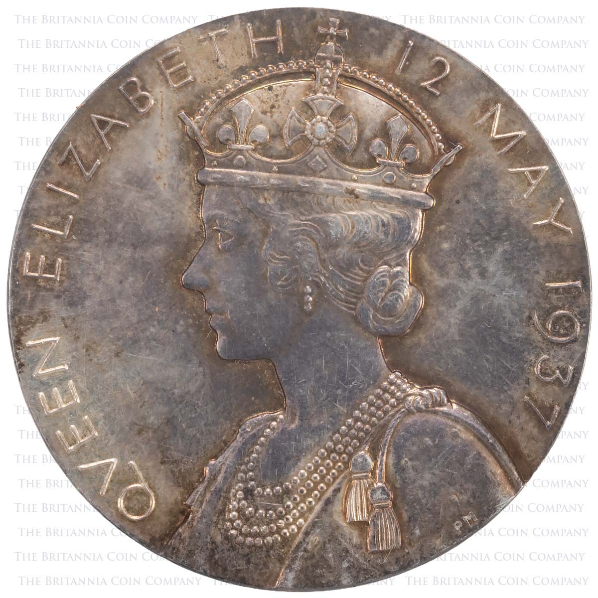 1937 George VI Coronation Official Small Silver Medal Obverse