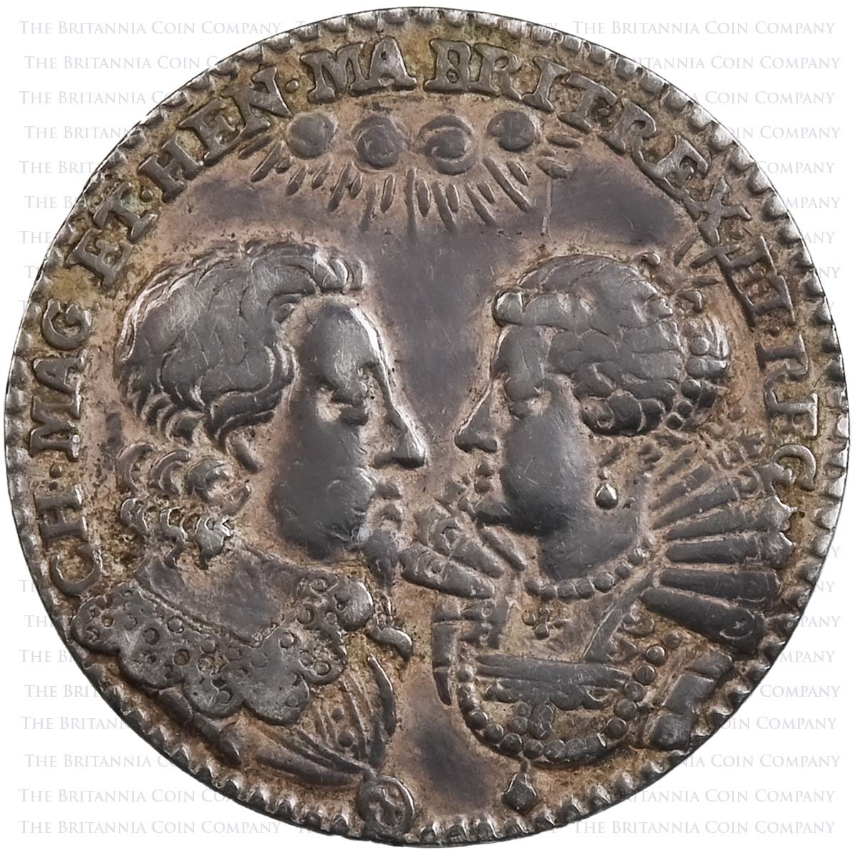 1625 Marriage of Charles I and Henrietta Maria Silver Medal Obverse