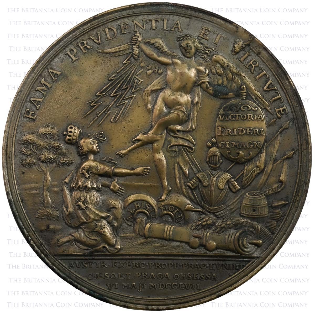 1757 Frederick II the Great Battle of Prague Bronze Medal Reverse
