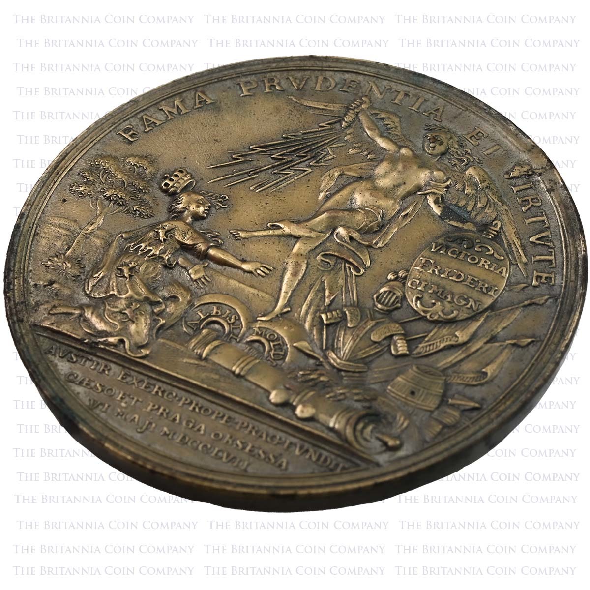 1757 Frederick II the Great Battle of Prague Bronze Medal Reverse