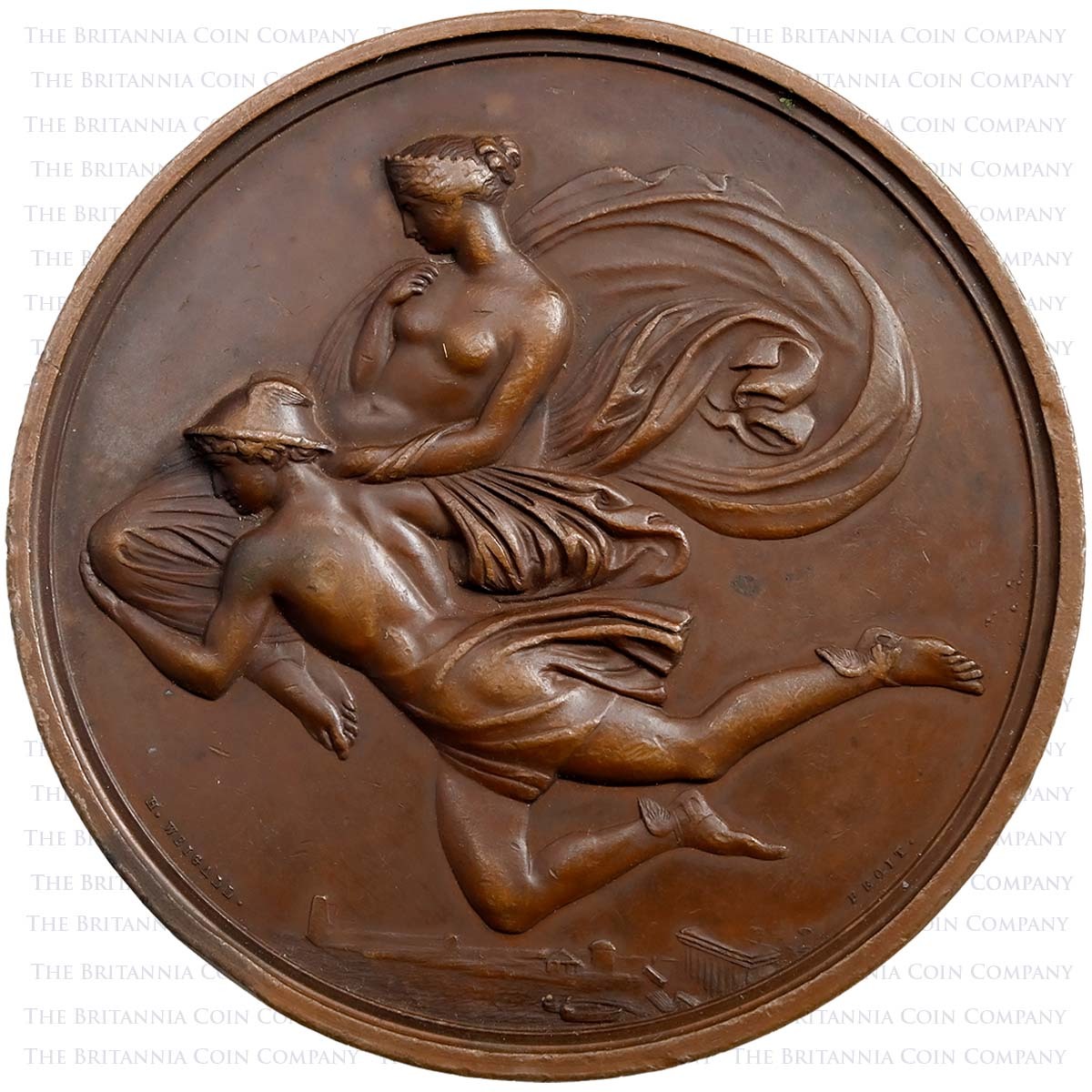 1854 John Flaxman Art Union of London Bronze Medal Reverse