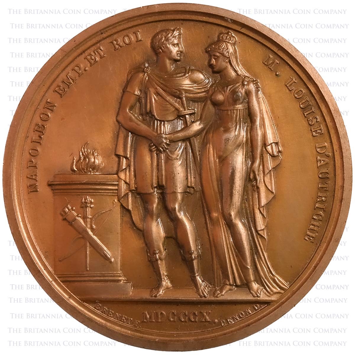 1810 Napoleon Marie Louise Bronze Marriage Medal Reverse