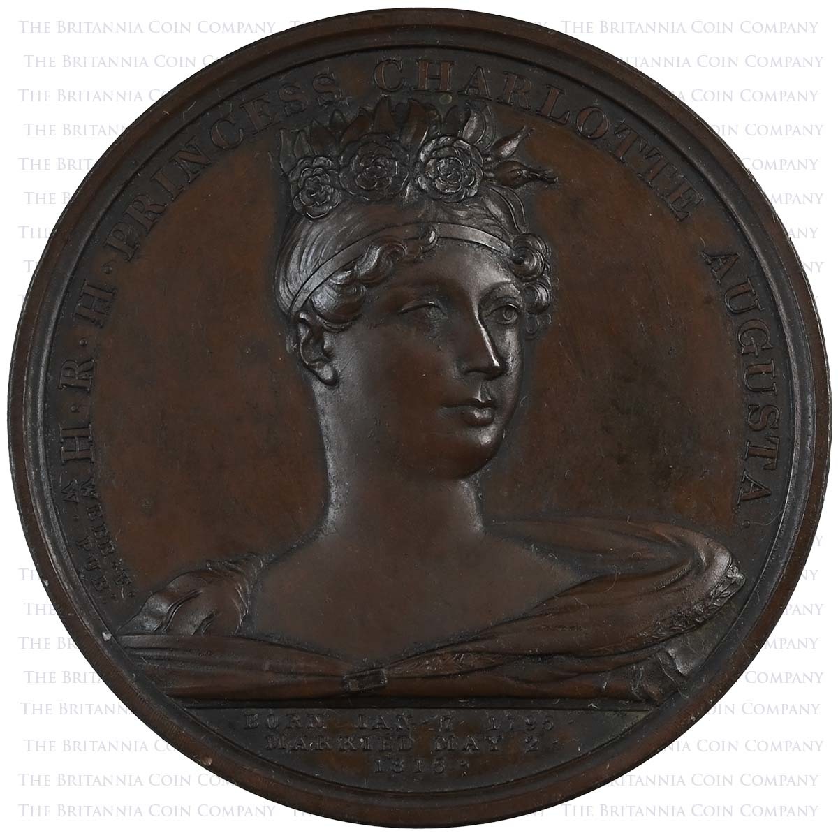1817 Princess Charlotte Augusta Death Bronze Medal Obverse