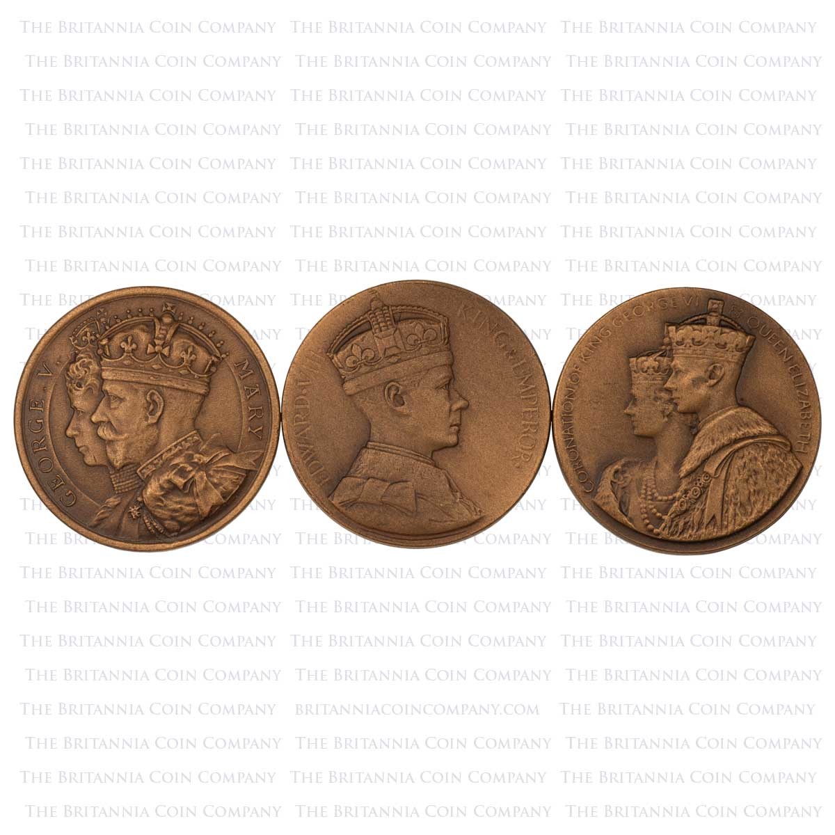 1936 Three British Kings Copper Medal Set Obverses