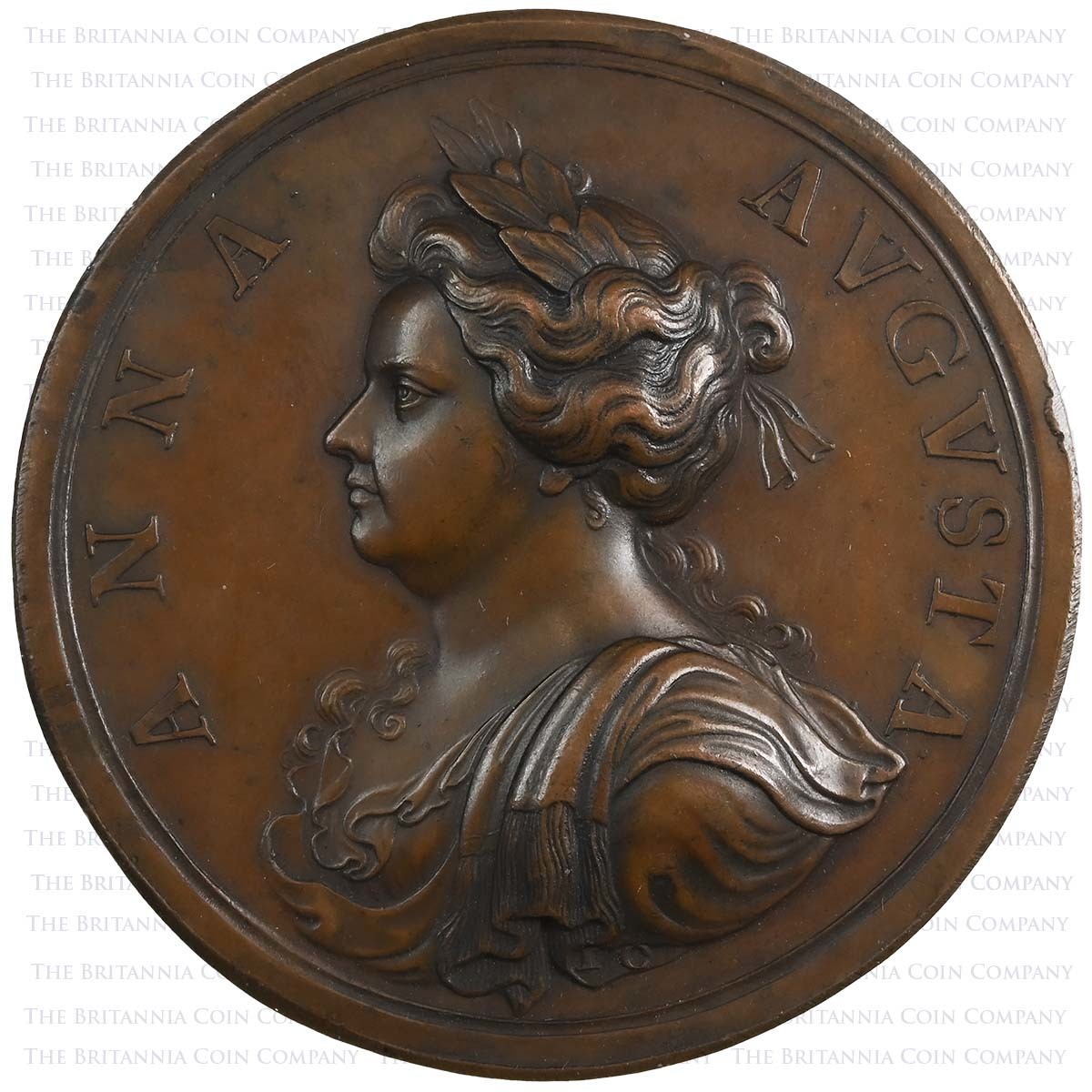 1711 Anne Capture of Bouchain Bronze Medal Obverse