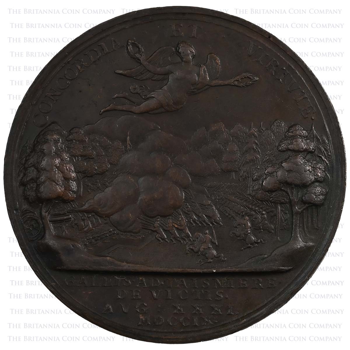 1709 Anne Battle of Malplaquet Bronze Medal Reverse
