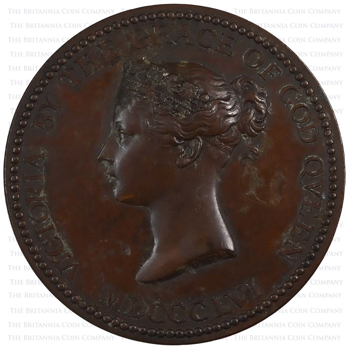 1856 Victoria Success in Art William Wyon Bronze Medal Obverse