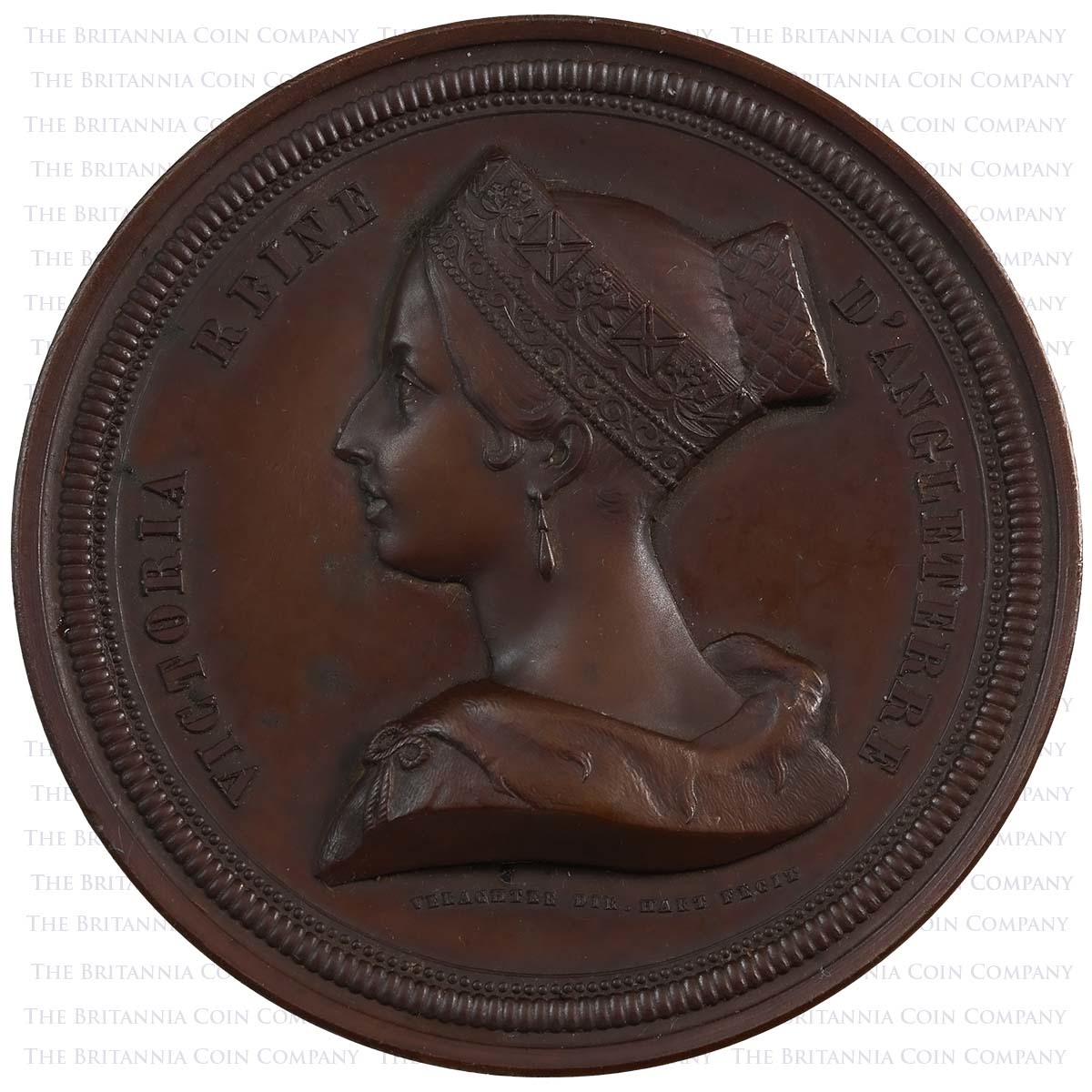 1843 Victoria Visit to Ghent Belgium Bronze Medal Obverse