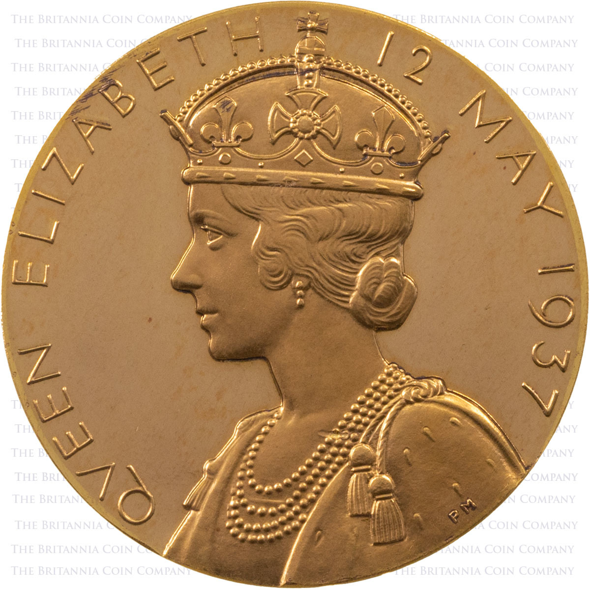 MD72 1937 King George VI Gold Royal Mint Coronation Medal Reverse