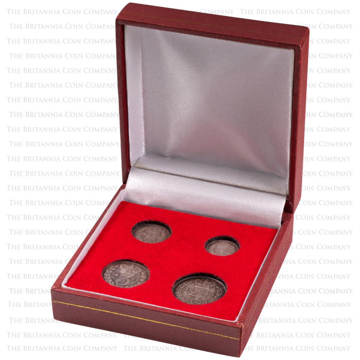 1843 Queen Victoria Royal Maundy Money Silver Four Coin Set In Box