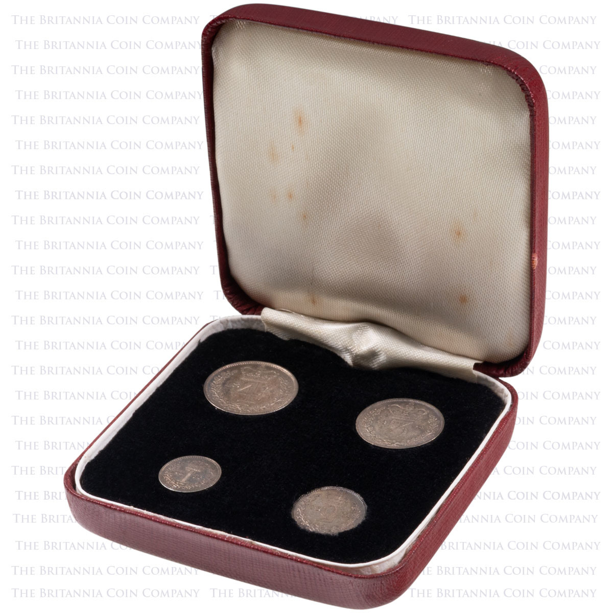 1874 Queen Victoria Royal Maundy Money Silver Four Coin Set In Box