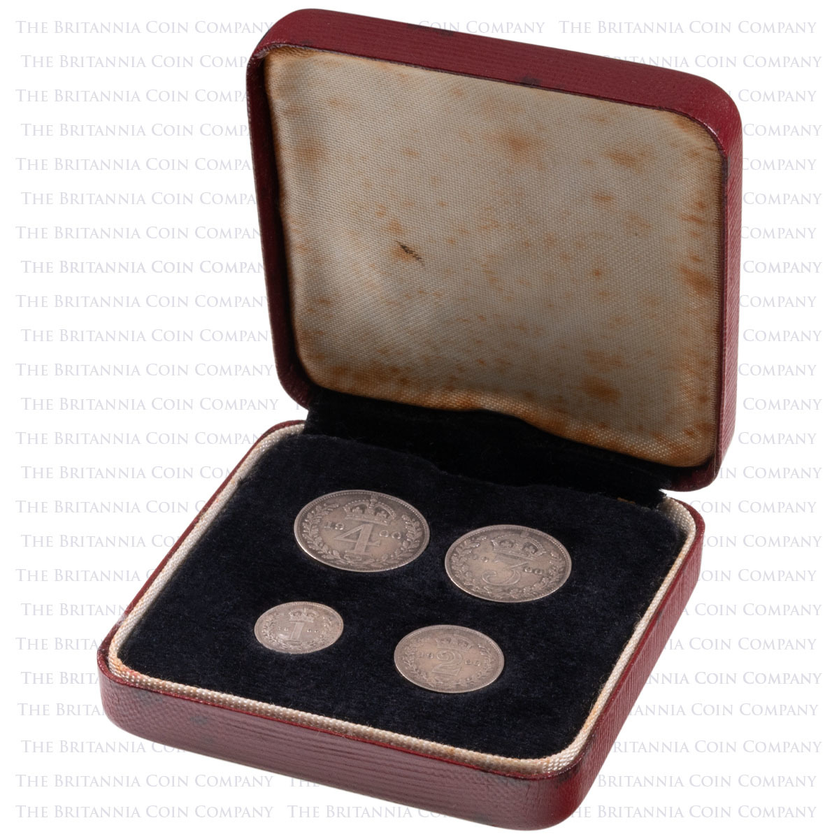 1900 Queen Victoria Royal Maundy Money Silver Four Coin Set In Box