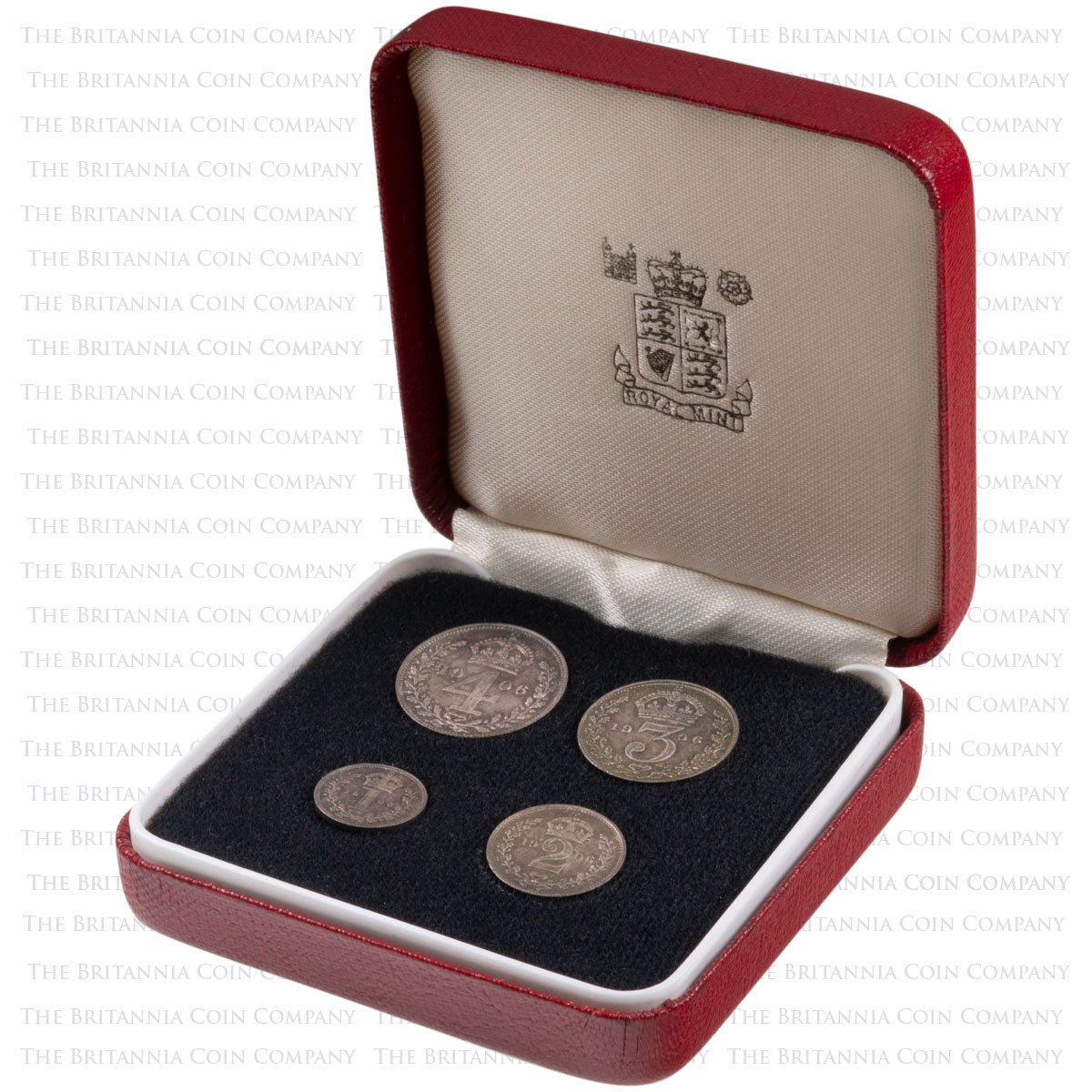 1906 King Edward VII Royal Maundy Money Silver Four Coin Set In Box