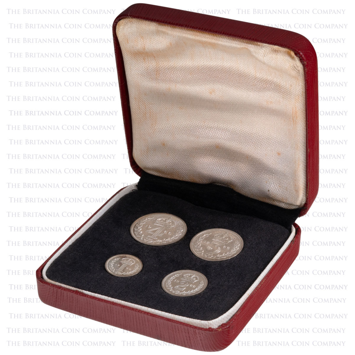 1966 Queen Elizabeth II Royal Maundy Money Silver Four Coin Set In Box