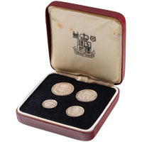 1980 Queen Elizabeth II Royal Maundy Money Silver Four Coin Set In Box Thumbnail