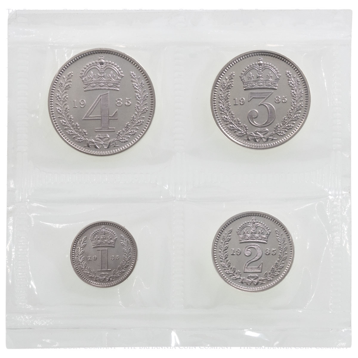 1985 Queen Elizabeth II Royal Maundy Money Silver Complete Presentation Set Ripon Reverses