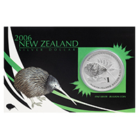 2006 North Island Brown Kiwi One Ounce Silver Bullion New Zealand Carded Coin thumbnail