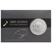 NZ09KS1 2009 Kiwi One Ounce Silver Bullion New Zealand Carded Coin thumbnail