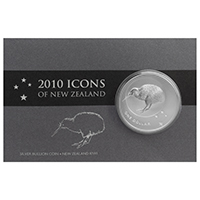 Thumbnail image of NZ10KS1 2010 Kiwi One Ounce Silver Bullion New Zealand Carded Coin