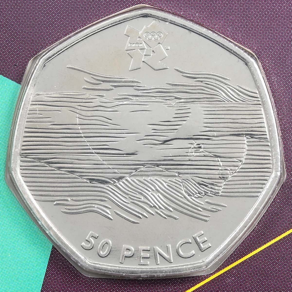 2011 Lines Over Face Aquatics 50p BU in Folder Reverse