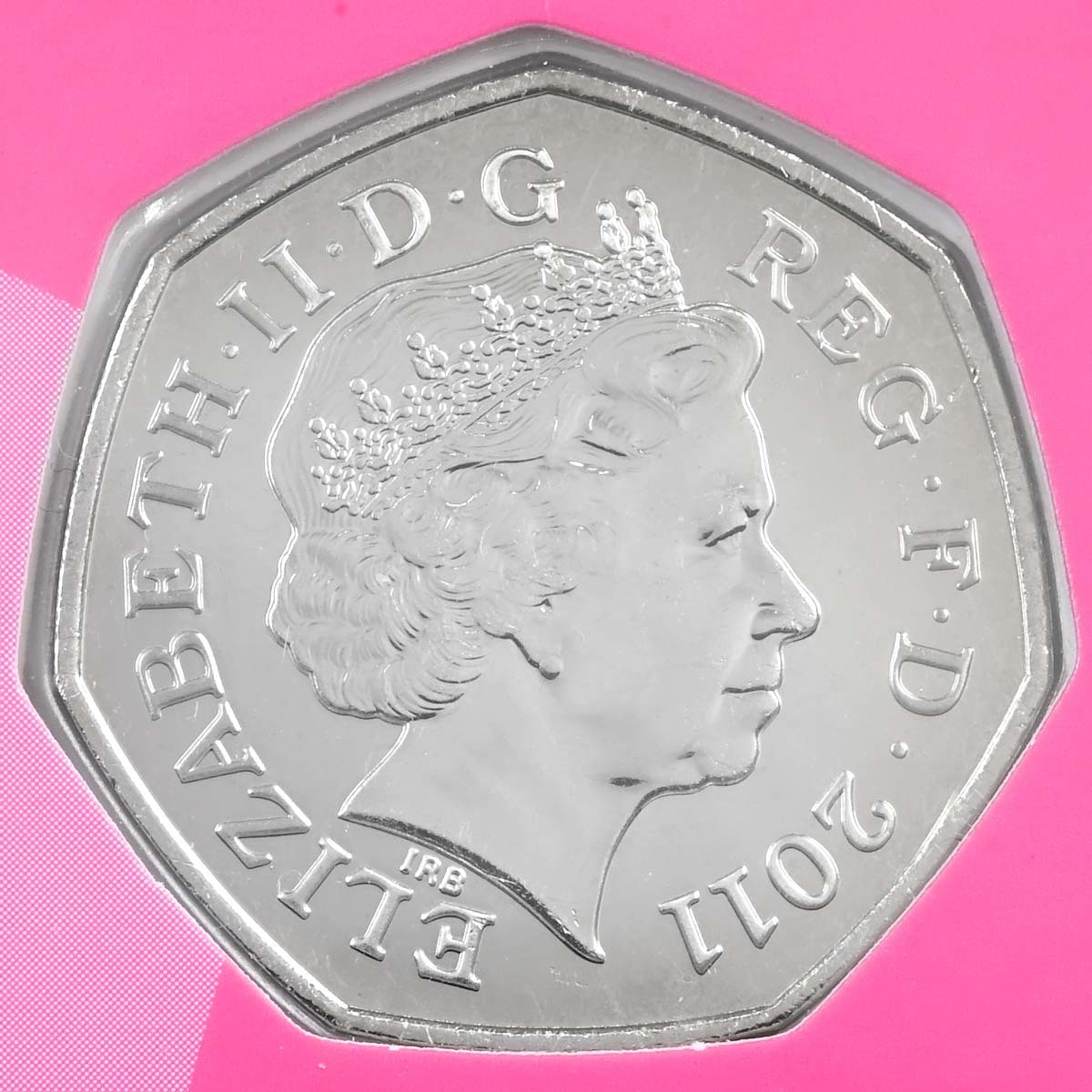 2011 Brilliant Uncirculated Fifty Pence Modern Pentathlon Coin from the London 2012 Sports Collection Coin obverse featuring Queen Elizabeth II 4th portrait as designed by Ian Rank Broadley