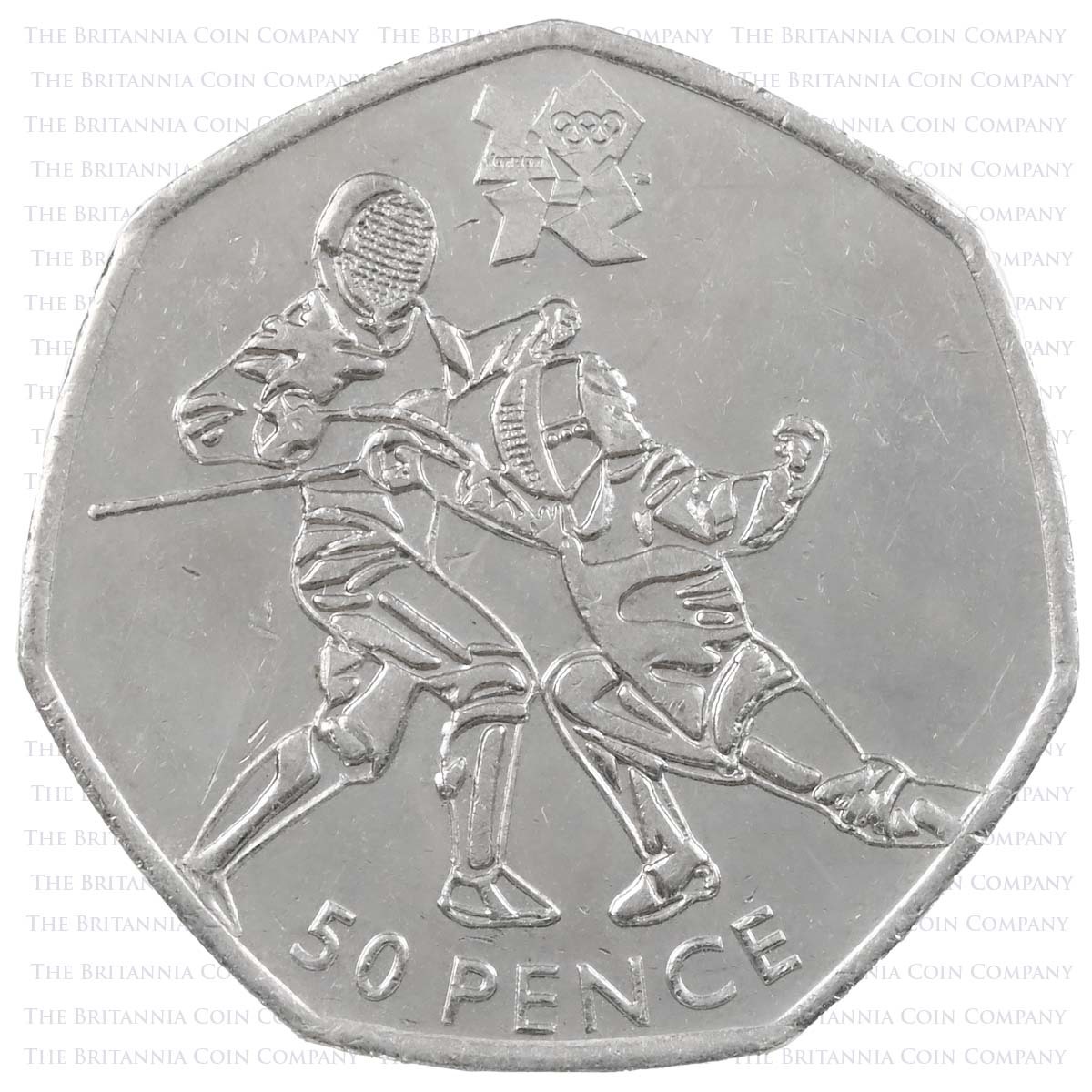 2011 Olympic Fencing 50p Obverse
