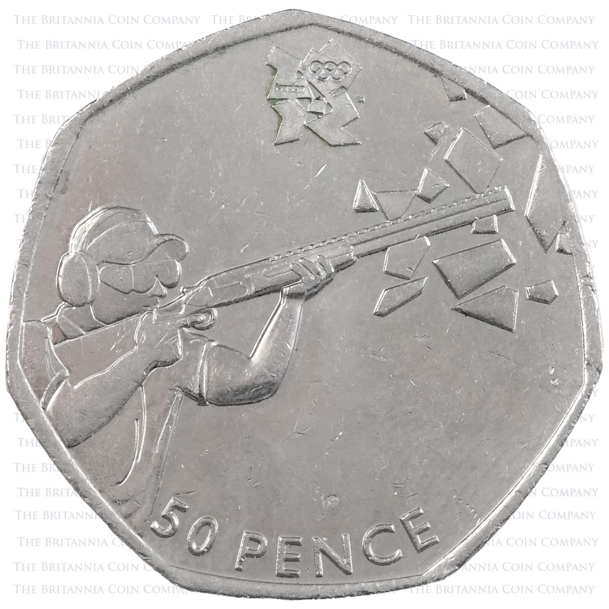 2011 Olympic Shooting 50p Obverse