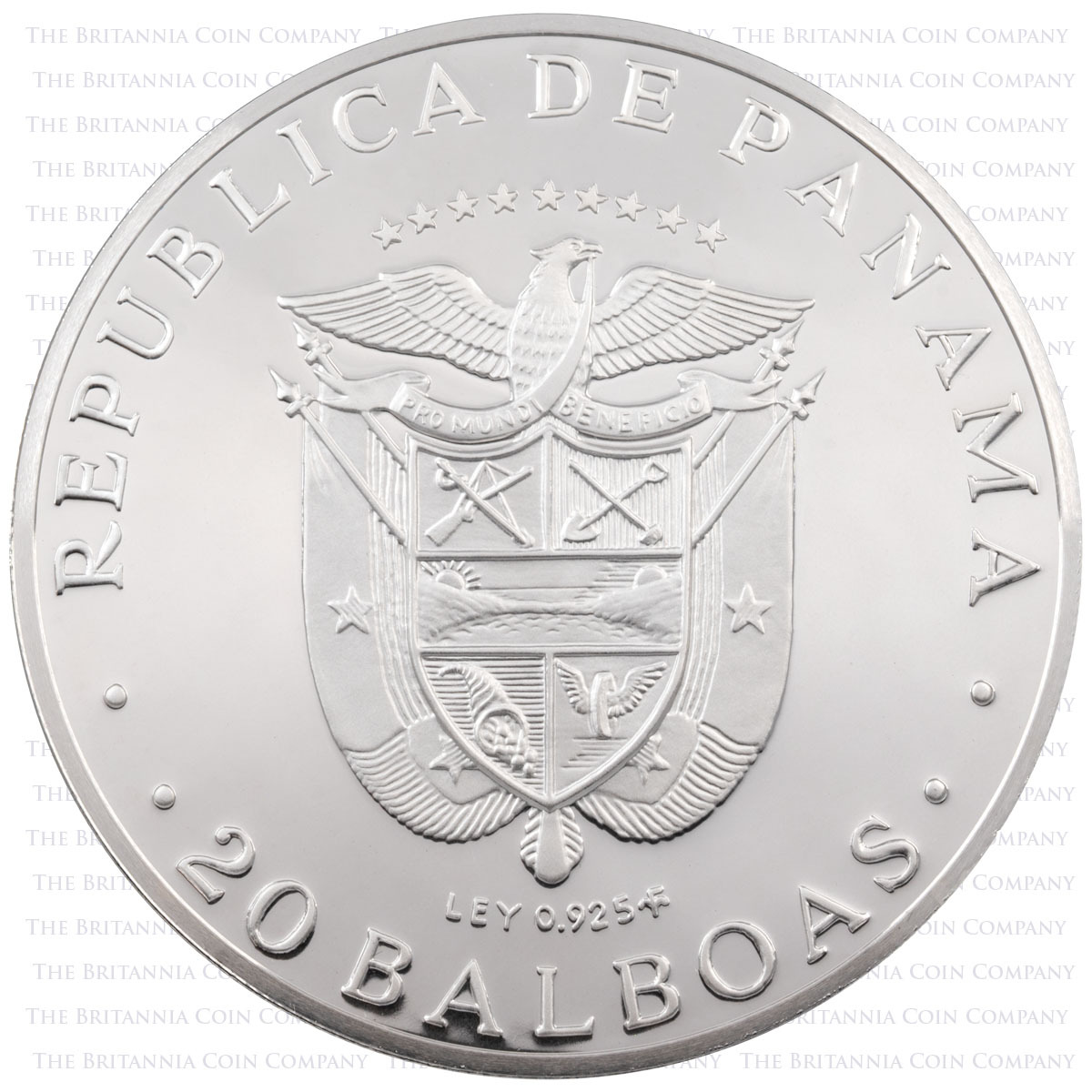 1975 Simon Bolivar Twenty Balboas Silver Proof Panama Coin Reverse
