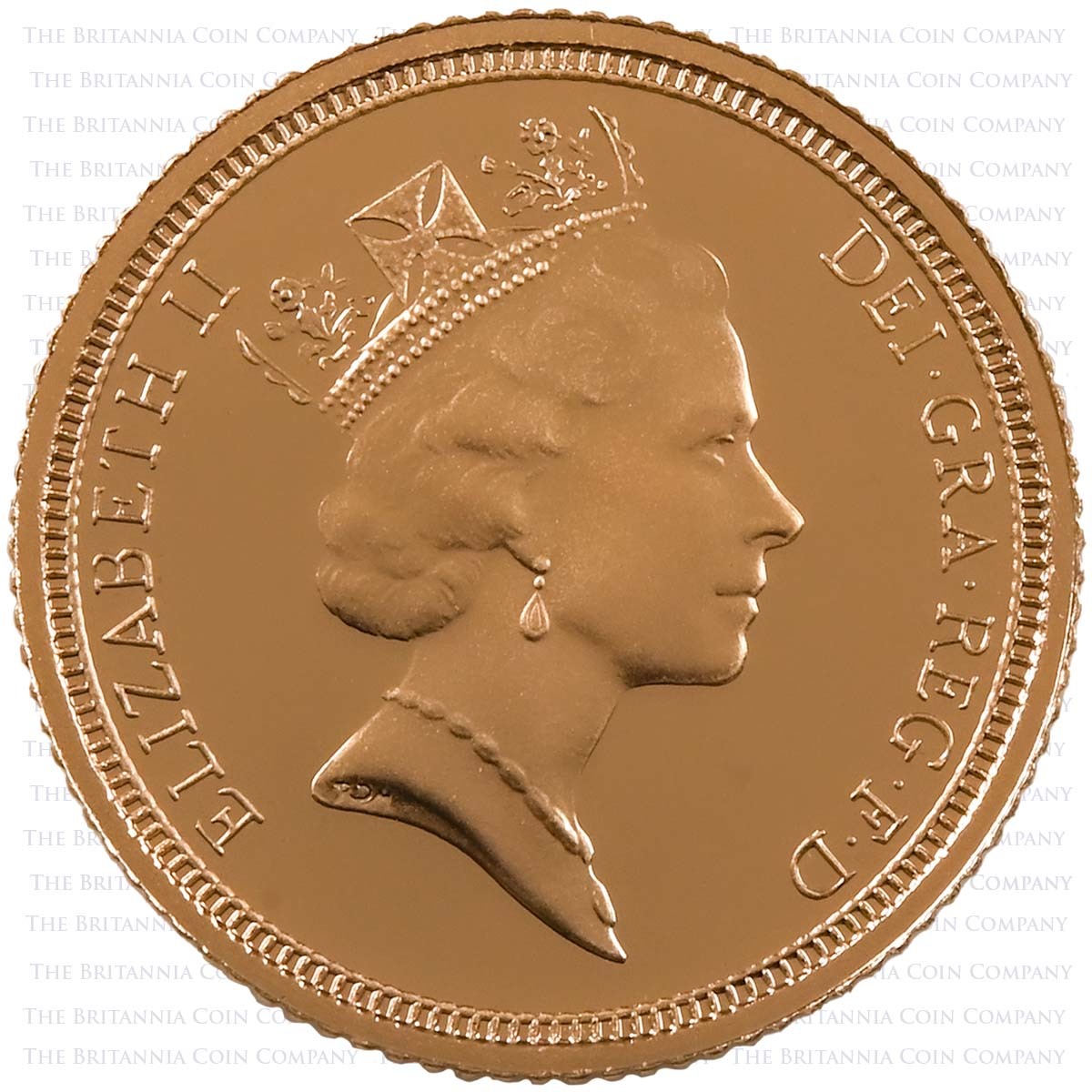 1990 Elizabeth II Gold Proof Half Sovereign Obverse