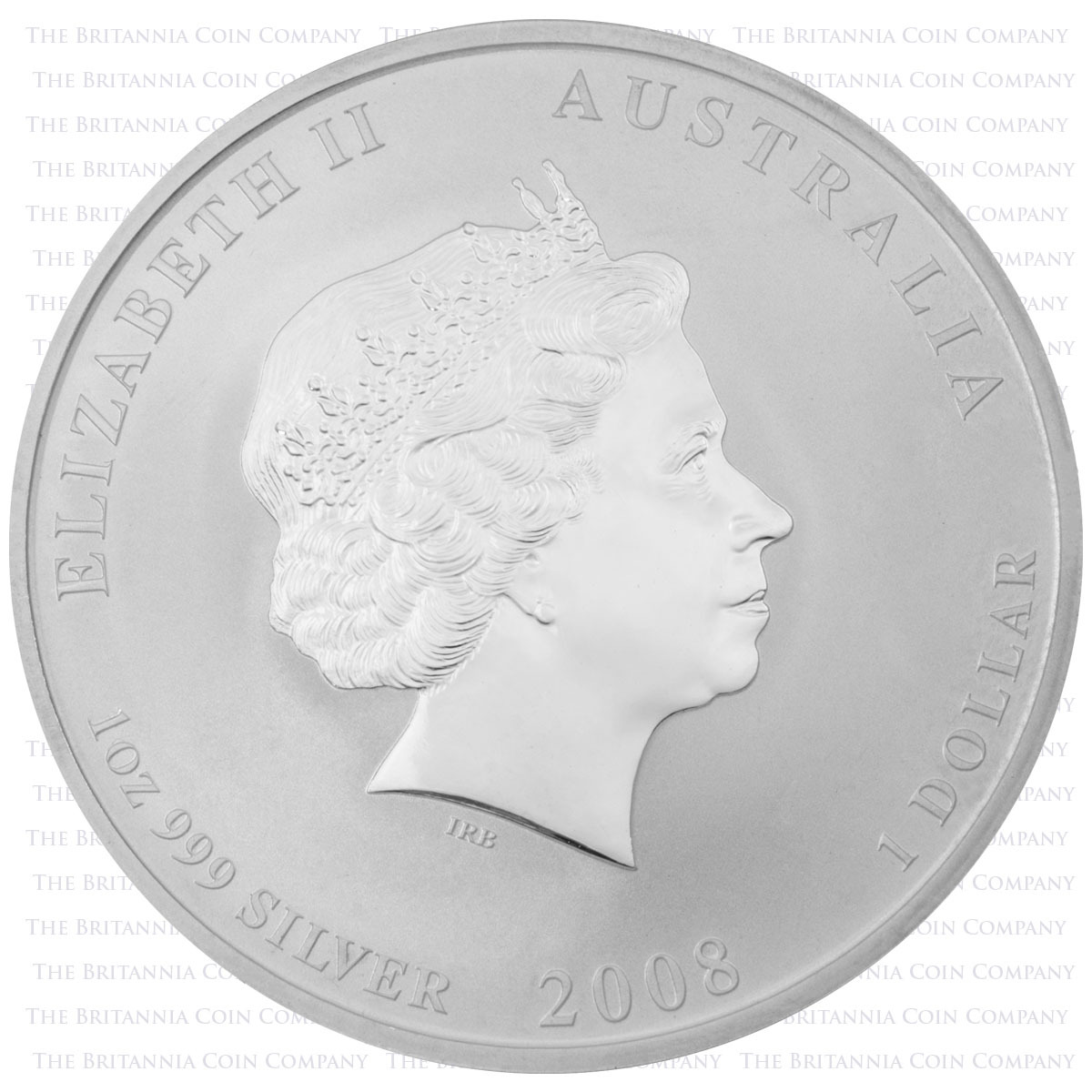 Elizabeth II effigy for the PM08MSS1 2008 Mouse One Ounce Silver Perth Mint Lunar Bullion Coin