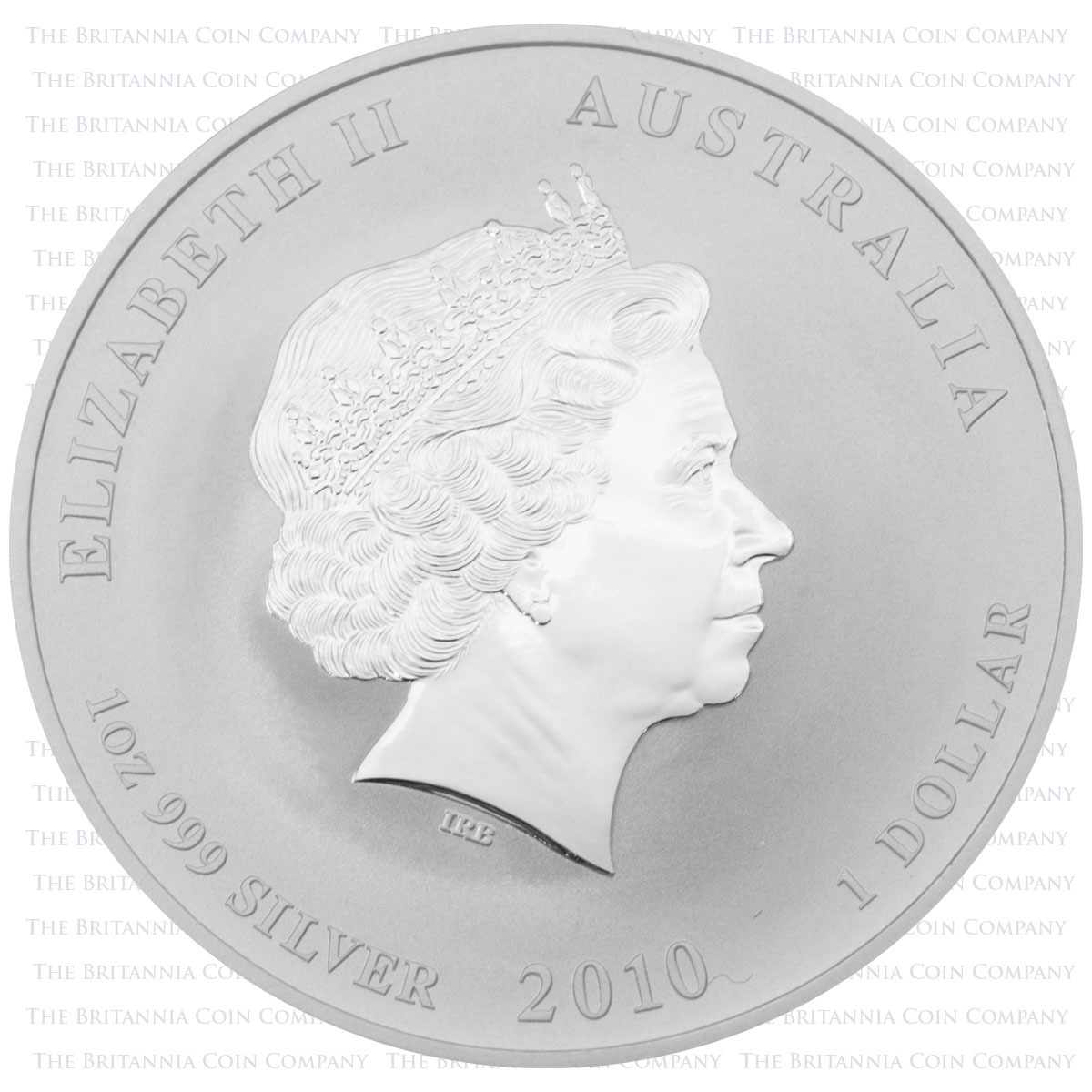 Obverse of PM10TSS1 2010 Tiger One Ounce Silver Perth Mint Lunar Bullion Coin
