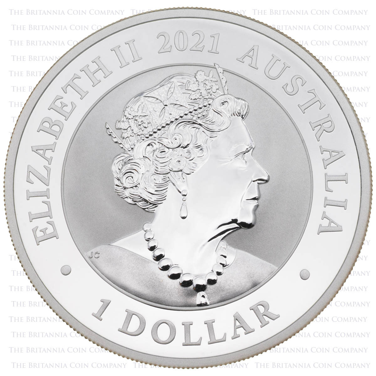 PM21S1S 2021 Australian Silver Swan One Ounce Perth Mint Bullion Coin obverse effigy