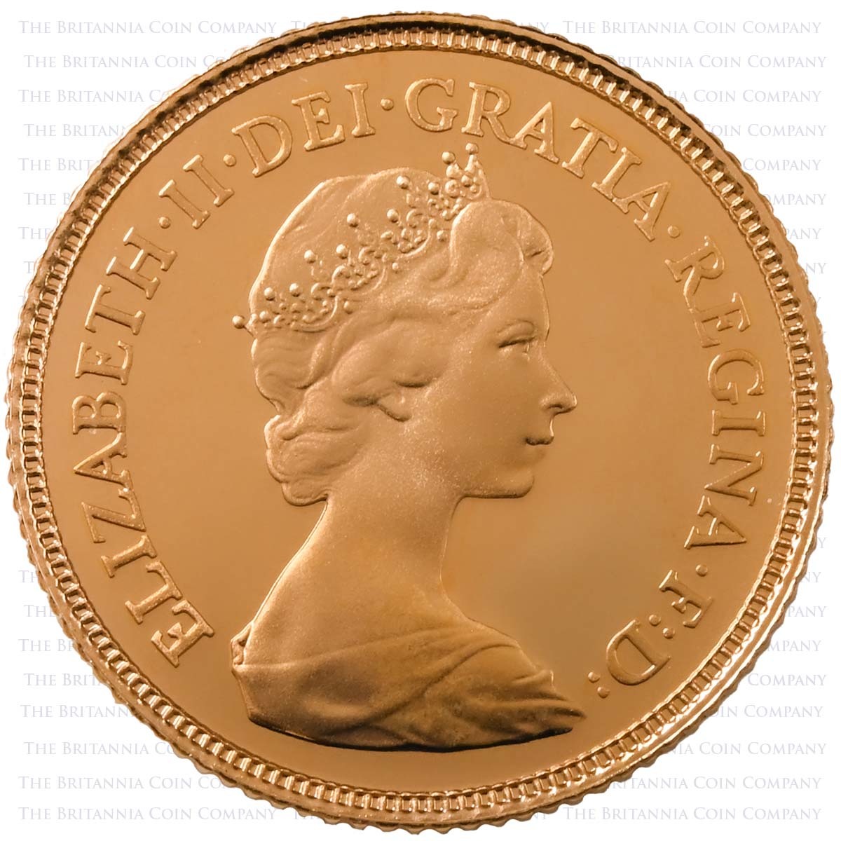 1984 Elizabeth II Gold Proof Half Sovereign Obverse