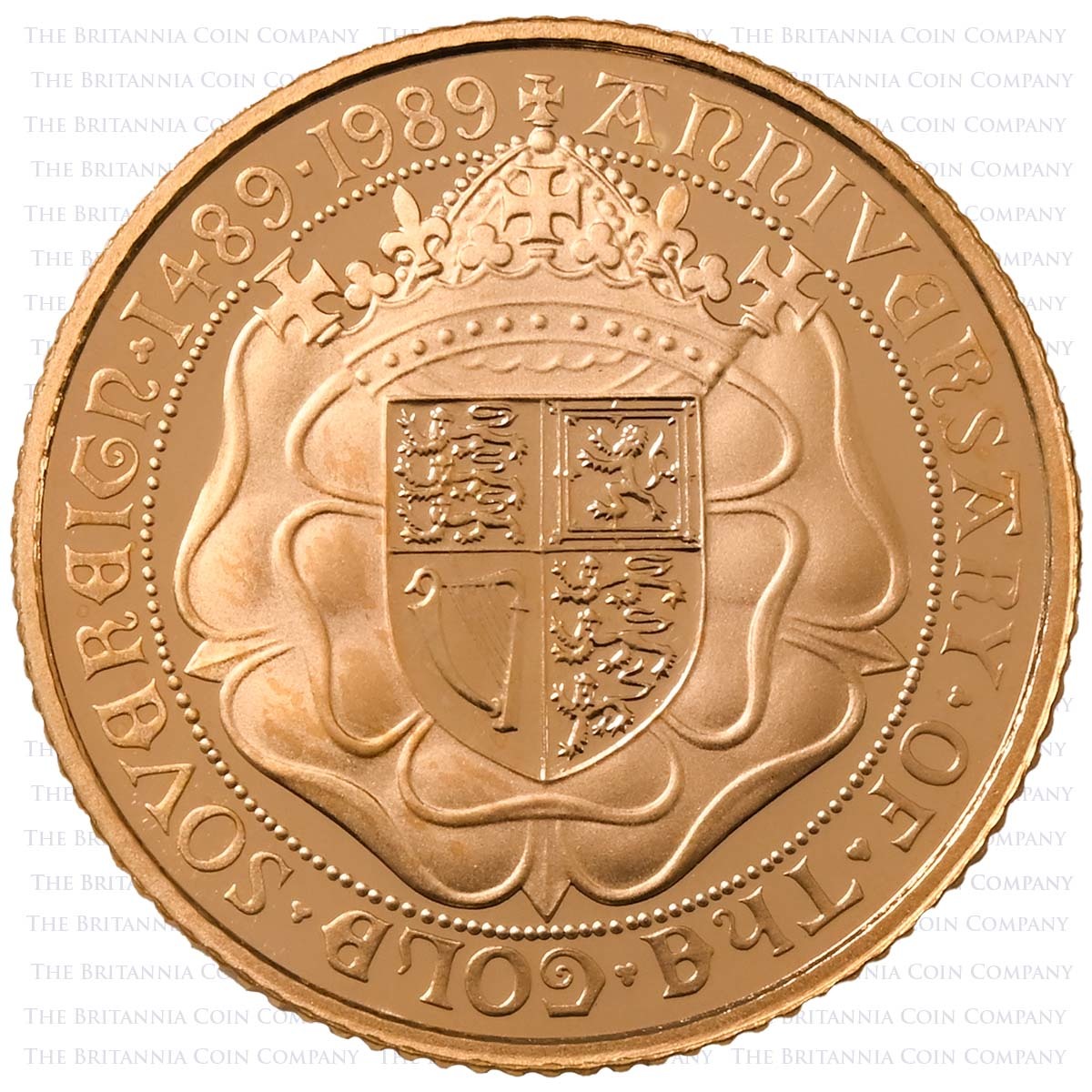 1989 Elizabeth II Gold Proof Half Sovereign 500th Anniversary Reverse