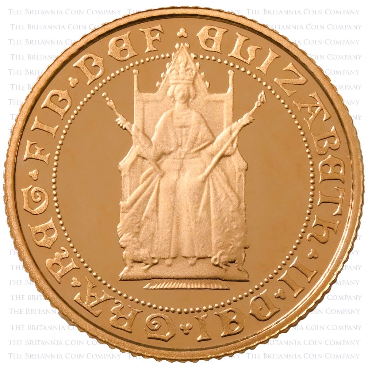 1989 Elizabeth II Gold Proof Half Sovereign 500th Anniversary Obverse