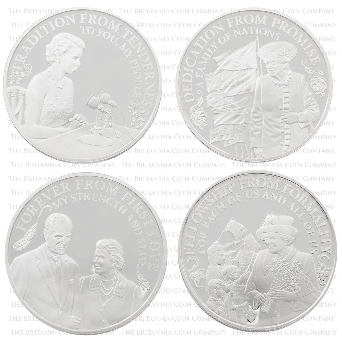 QU90SET 2016 Queen's 90th Birthday Silver Proof Coin Set Reverses