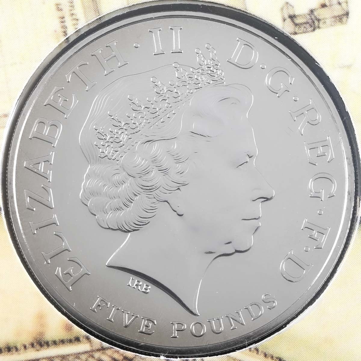 2008 Queen Elizabeth I Accession Anniversary Five Pound Crown Brilliant Uncirculated Coin In Folder Obverse