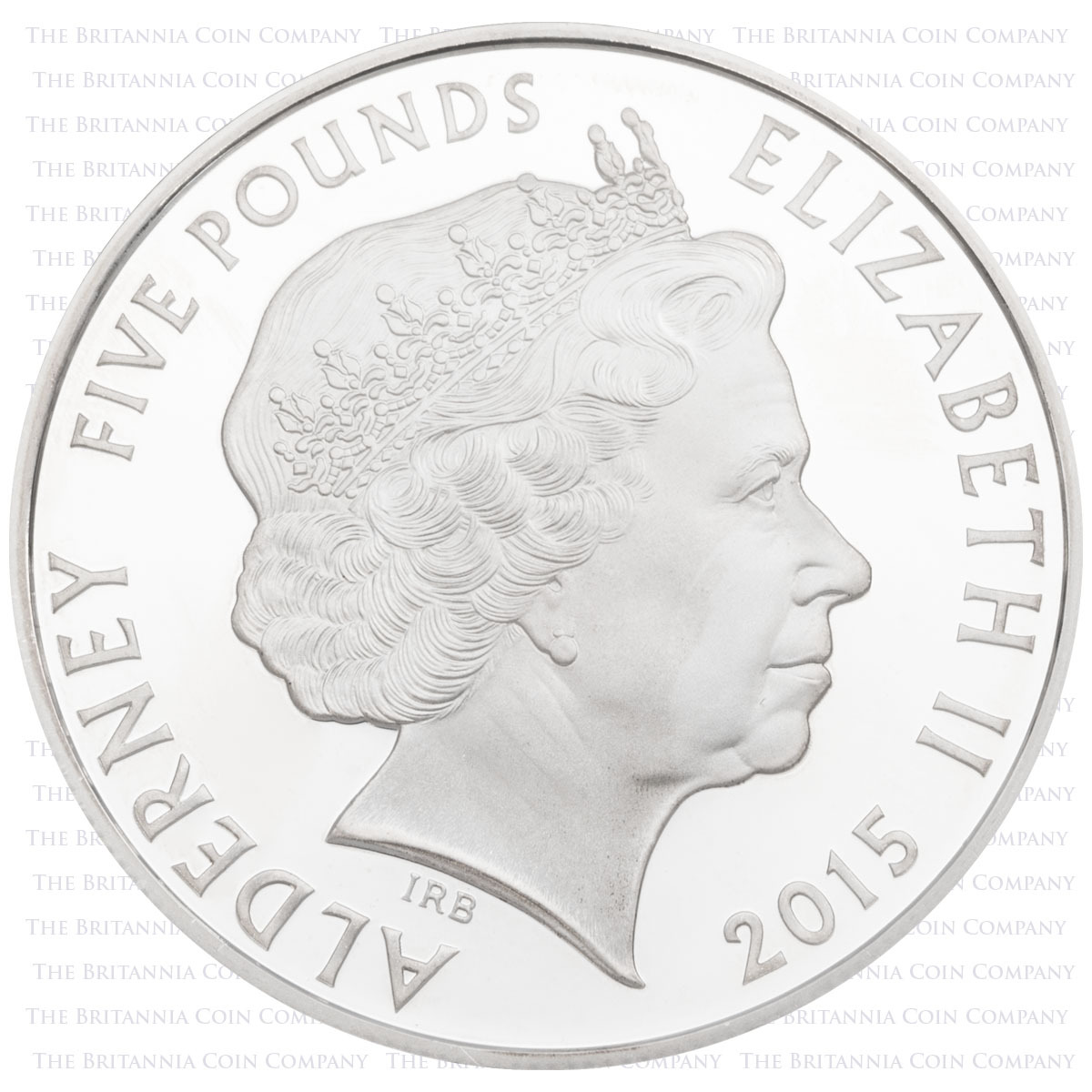 Obverse of the RD15SP 2015 Remembrance Day Five Pound Coloured Silver Proof Alderney Coin