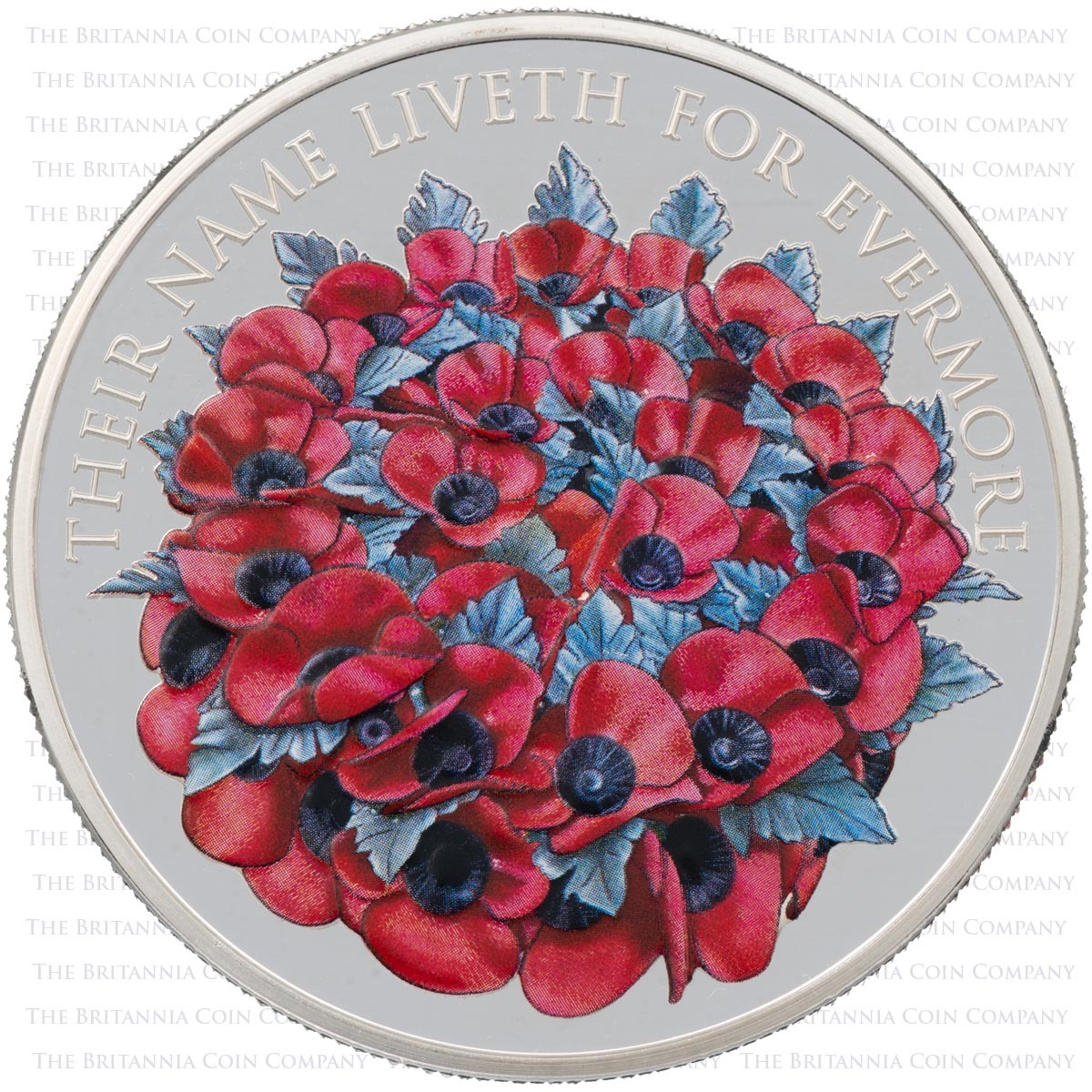 Beautiful reverse design of the RD16PF 2016 Remembrance Day Five Pound Crown Coloured Piedfort Silver Proof Alderney Coin