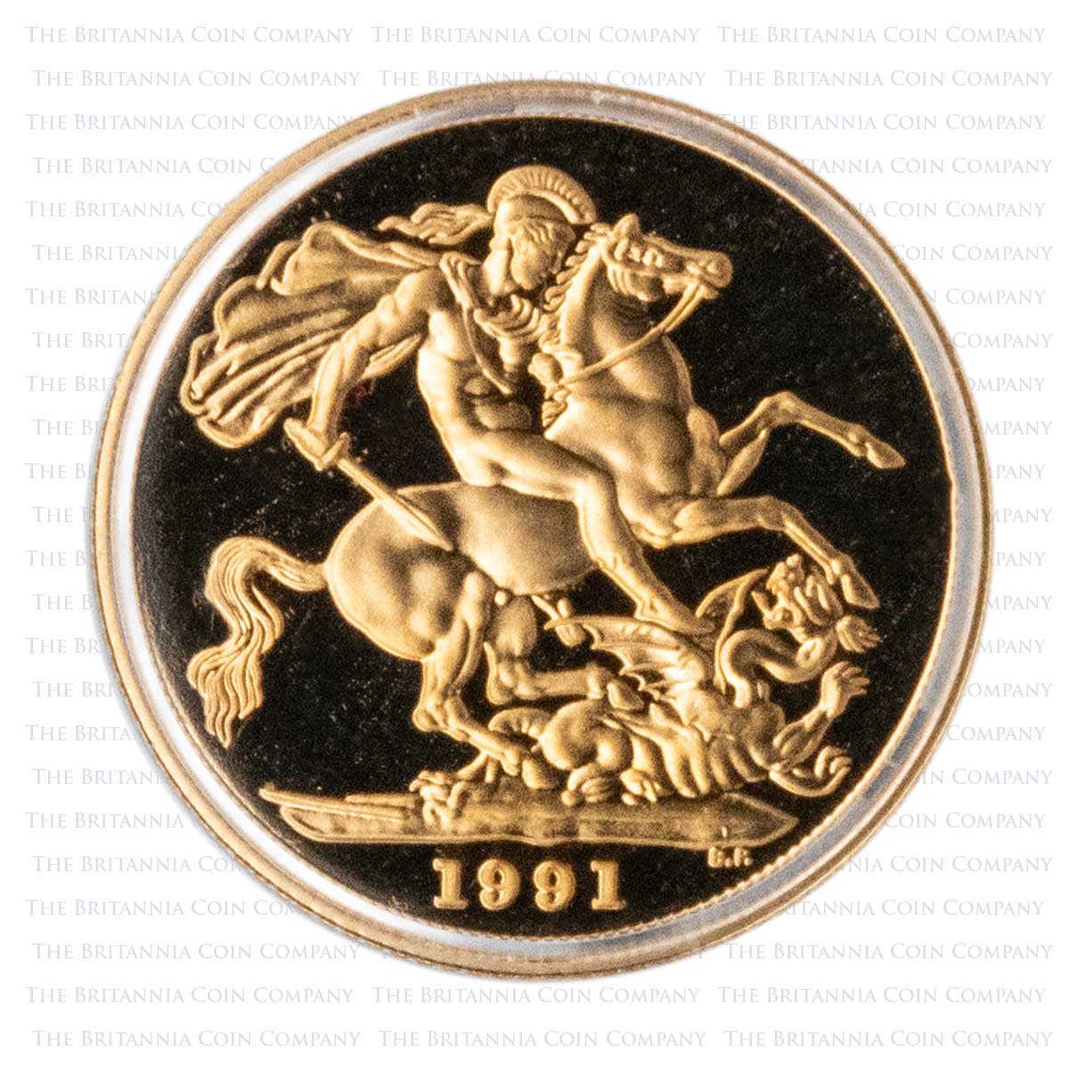 1991 Proof Gold Sovereign Reverse