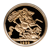 1992 Proof Gold Sovereign Reverse Thumbnail