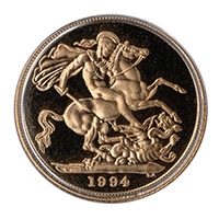 1994 Proof Gold Sovereign Reverse Thumbnail