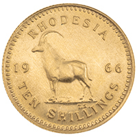 1966 Rhodesian Ten Shillings Gold Proof Coin Thumbnail