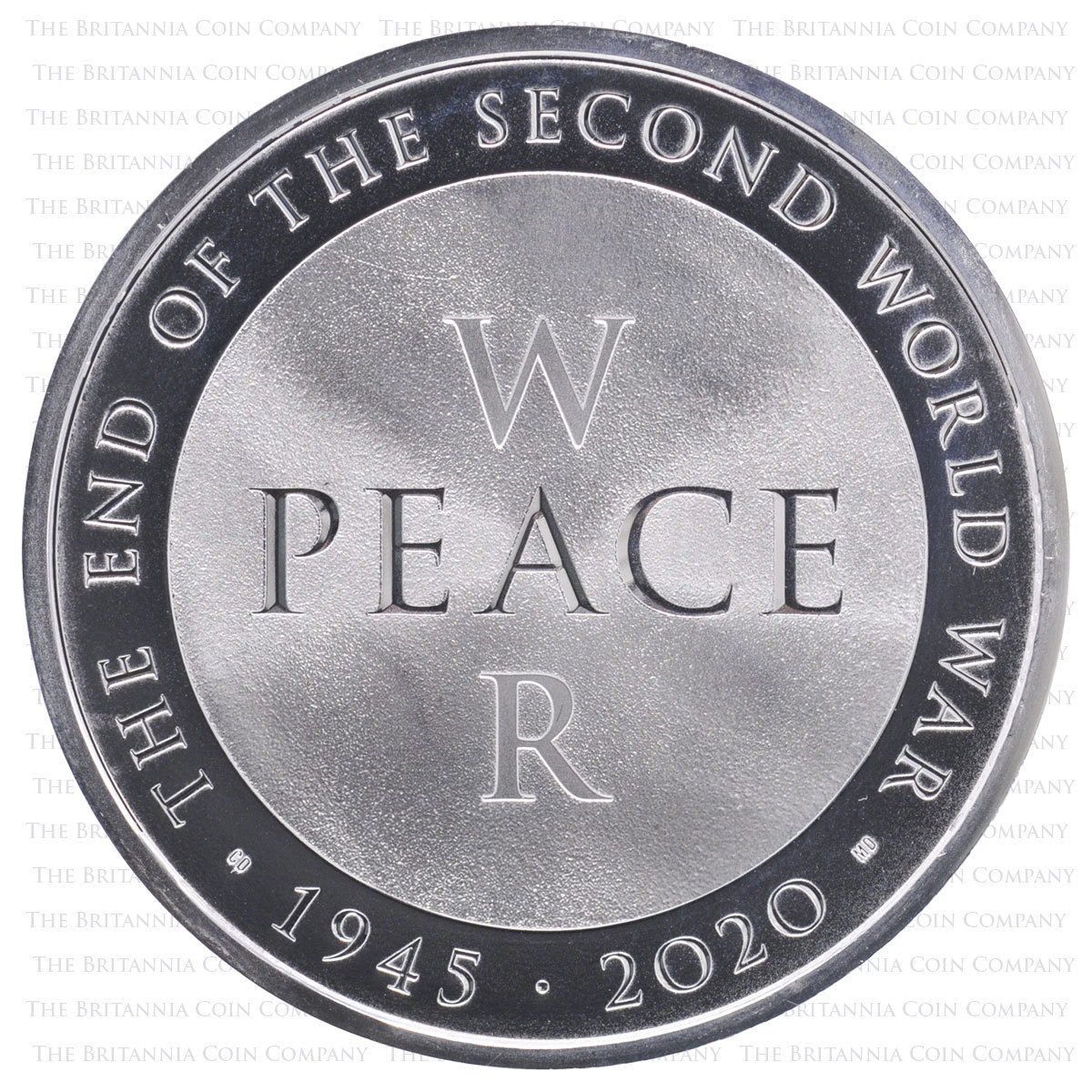 UK20EWSP 2020 War and Peace End of WW2 £5 Crown Silver Proof Reverse