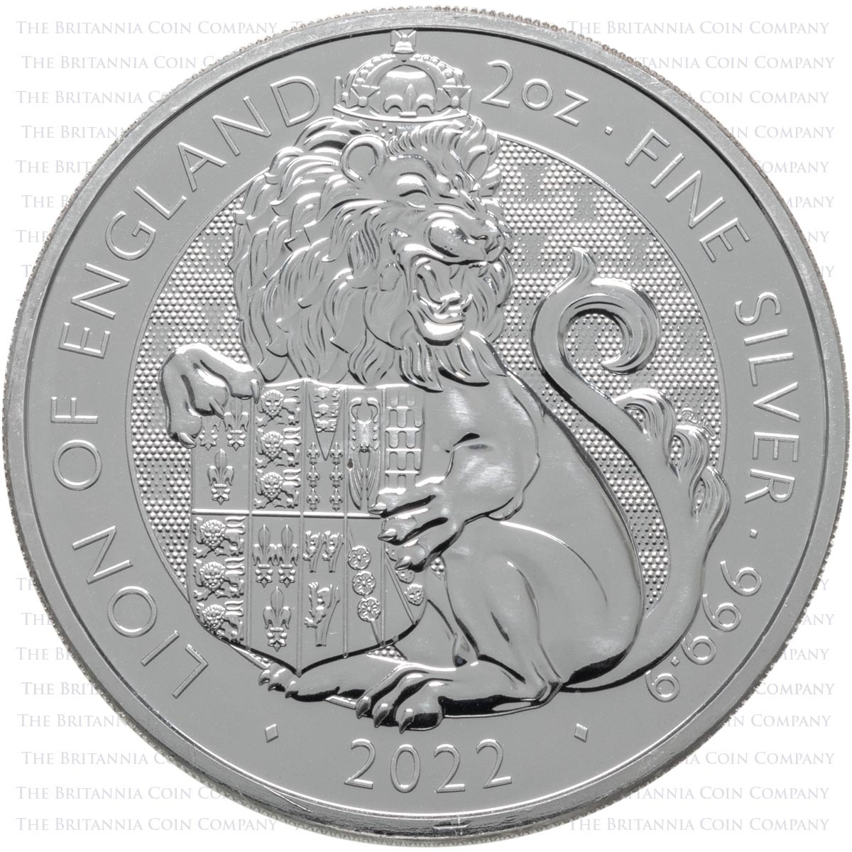 RTLE222SC 2022 Tudor Beasts Lion Of England Two Ounce Silver Bullion Coin Reverse