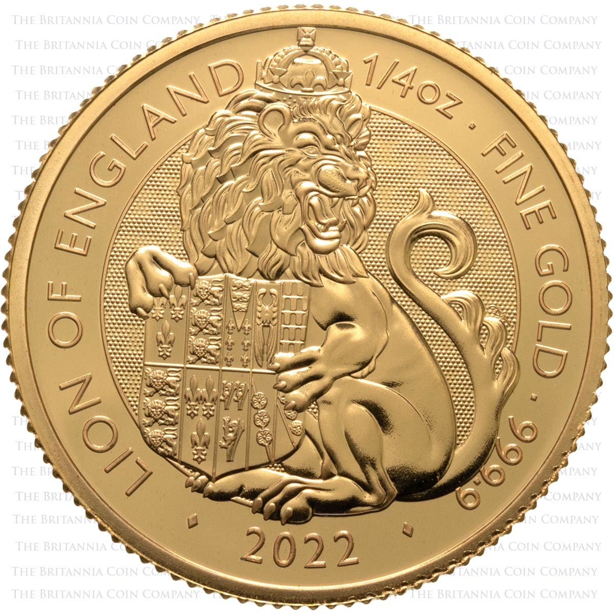 RTLE22QZC 2022 Tudor Beasts Lion Of England Quarter Ounce Gold Bullion Coin Reverse