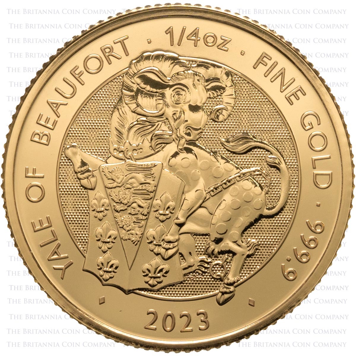 RTYB23QZC 2023 Tudor Beasts Yale Of Beaufort Quarter Ounce Gold Bullion Coin Reverse