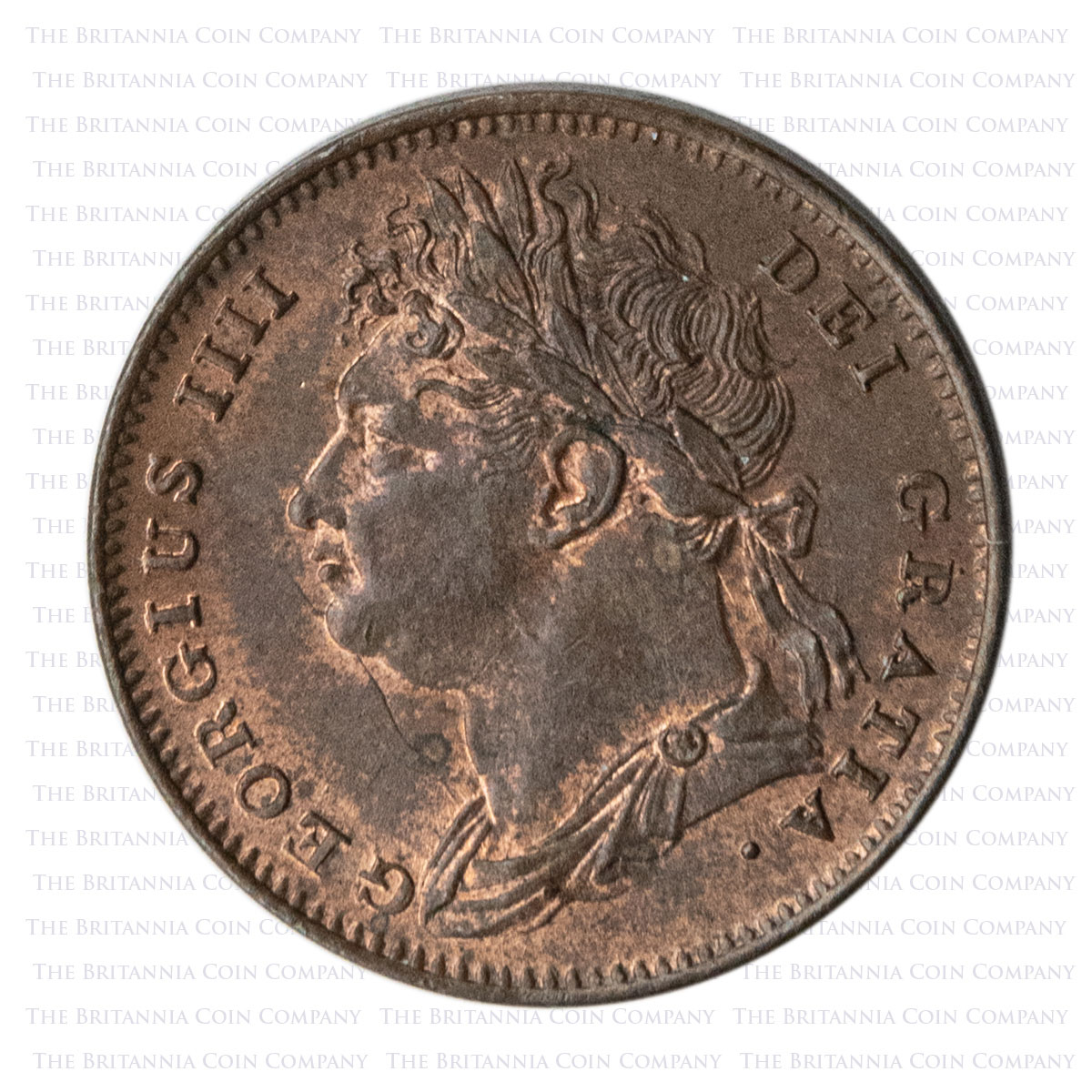 1826 George IV Copper Farthing GEORGIUS IIII Obverse