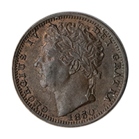 1830 George IV Copper Half Farthing Ceylon Thumbnail