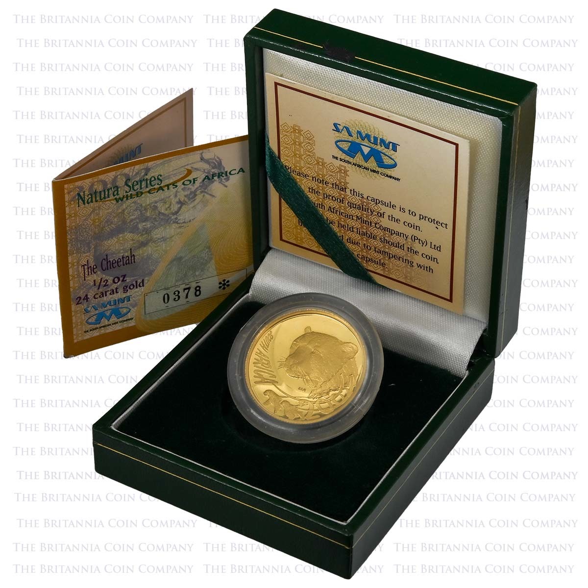 2002 South Africa Natura Cheetah Half Ounce Gold Proof Boxed